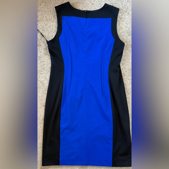 NWT Calvin Klein Blue/Black Color Block Sleeveless Cocktail Dress Size 12 - Picture 5 of 6